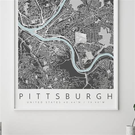 Pittsburgh Map Etsy