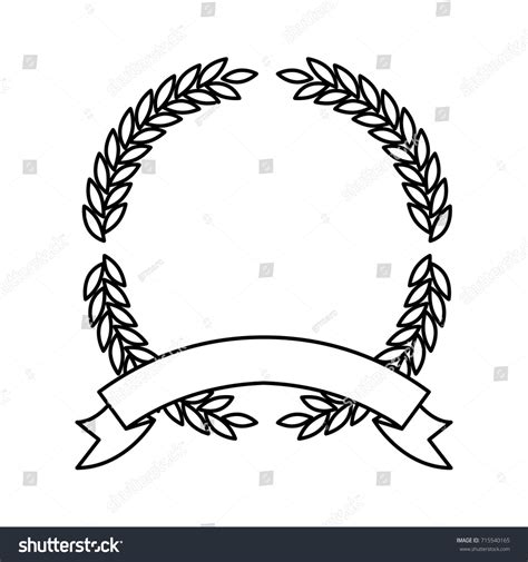 Olive Branches Monochrome Forming Circle Thick Stock Vector Royalty