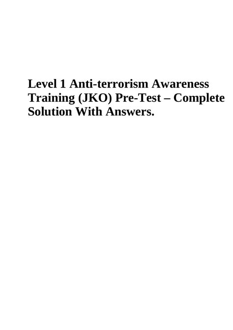 Level 1 Anti Terrorism Awareness Training JKO Pre Test Complete