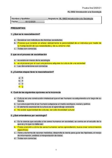 Prueba Final Sociologia Pdf