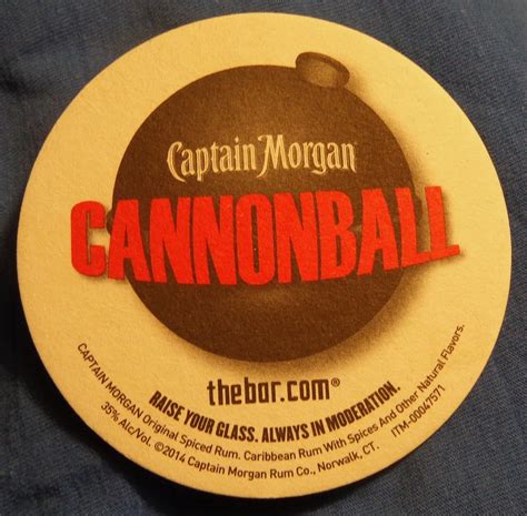 4 Captain Morgan Rum Cannonball Drinklogo Cardboard Coasters