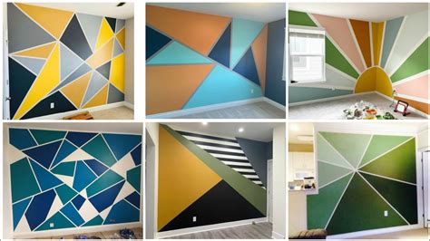 Geometric Wall Paint Designs And Pattern With Tape For Accent Wall