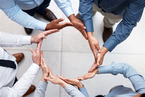 Employees Hands And Synergy At Meeting In Circle Joint And