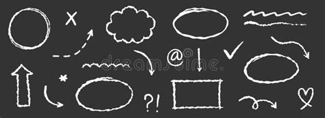 Chalkboard Arrow Underline Element Vector Set Hand Drawn Sketch Style