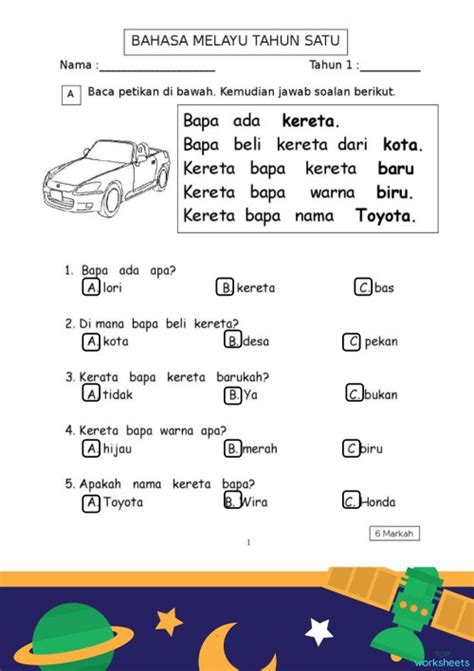 Unsur Dan Sebatian Interactive Worksheet Topworksheets