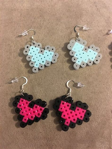 Heart Earrings Etsy Pearl Beads Pattern Hama Beads Design Easy