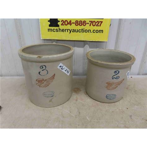 2 Red Wing Crocks 3 Gal And 2 Gal Mcsherry Auction Service Ltd