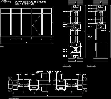 Mampara Desmontable De Entramado En Autocad Librer A Cad