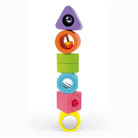 Janod Shapes And Sounds 6 Block Puzzle Little Earth Nest