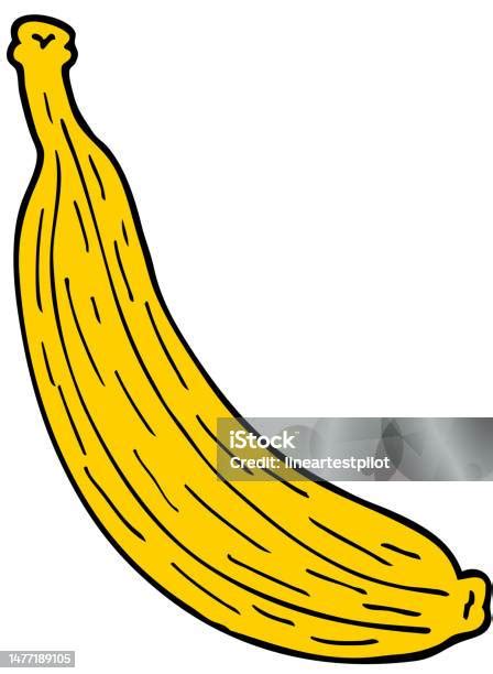 Kartun Doodle Pisang Kuning Ilustrasi Stok Unduh Gambar Sekarang