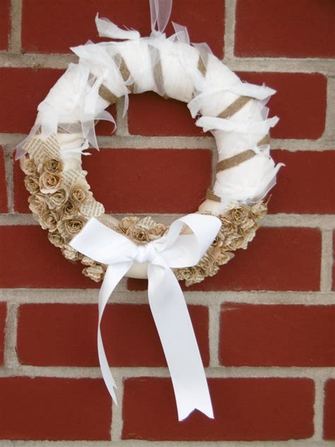 Wedding Wreath Made With Polystyrene Circle Covered With Ribbons And