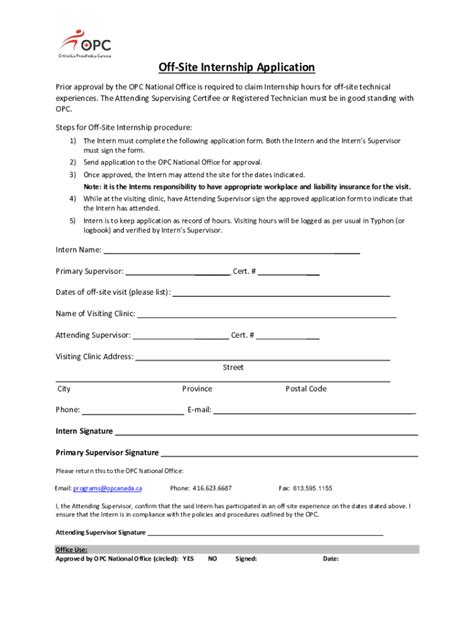 Fillable Online Offsite Internship Application Fax Email Print Pdffiller