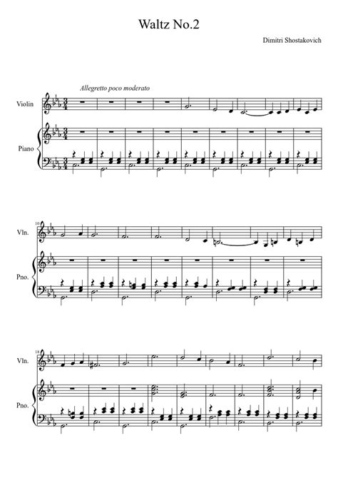 Waltz No 2 Shostakovich For Violin And Piano Sheet Music For Violin Piano Download Free In Pdf