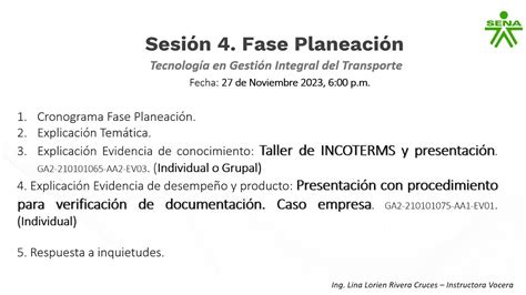 Taller INCOTERMS y Presentación Presentación Procedimiento