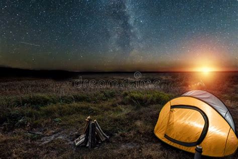 Camping Tent Green In The Background Of Nature And Lake. The Concept Of Travel, Tourism, Camping ...