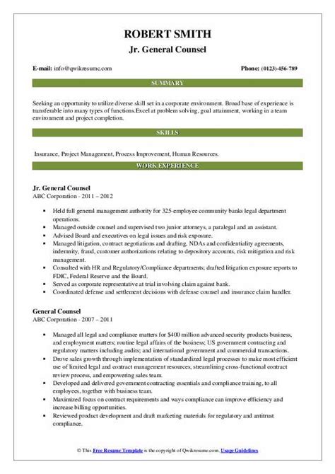 10 General Counsel Resume Samples And Templates For 2025