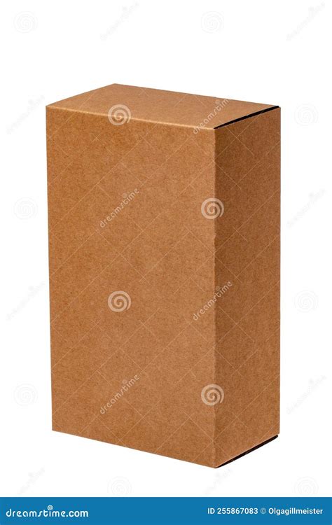 Closed Brown Cardboard Box Or Kraft Paper Box With Clipping Path