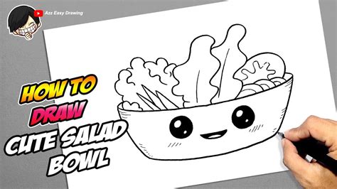 How To Draw Cute Salad Bowl Youtube