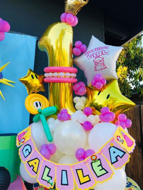 Princess Peach Balloon Bouquet Princess Peach Party Peach Party