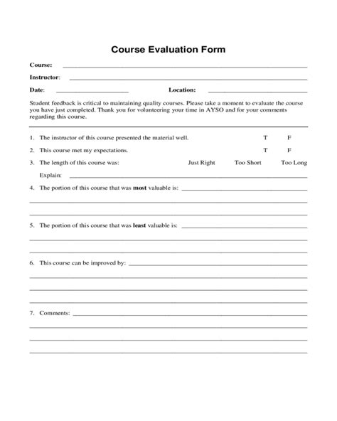 Class Evaluation Form Fillable Printable Pdf Forms Handypdf