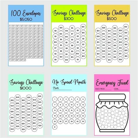 Printable A Savings Challenge Bundle Cash Envelope Insert A Saving