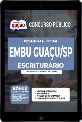 Apostila Prefeitura De Embu Gua U Sp Em Pdf Escritur Rio