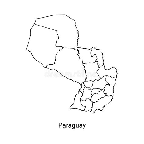 Paraguay Map Color Line Element Border Of The Country Stock Vector