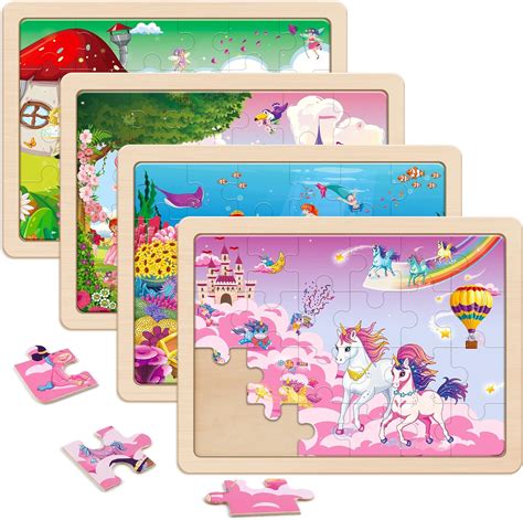 Synarry Unicorn Mermaid Princess Fairy Wooden Puzzles For Kids Ages 3 5