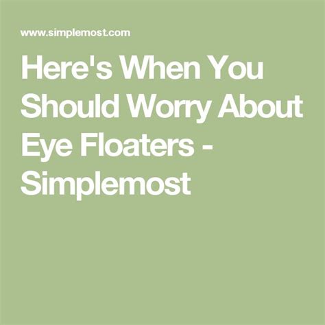 Here's When You Should Worry About Eye Floaters | No worries, Eyes ... 