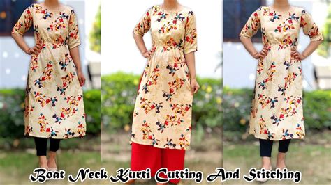 Boat Neck Kurti Cutting And Stitching Suit Cutting English