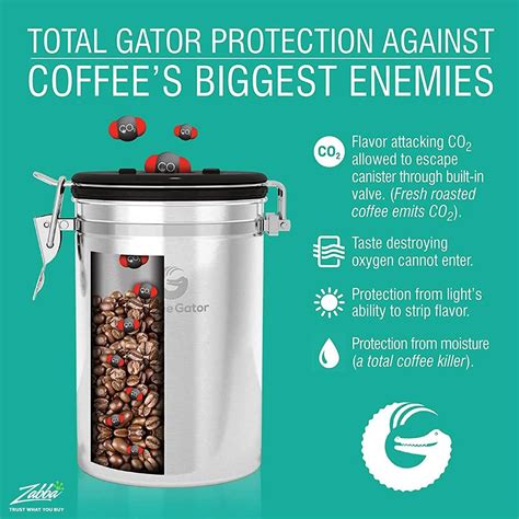 Branded Coffee Gator Stainless Steel Coffee Grounds And Beans Container