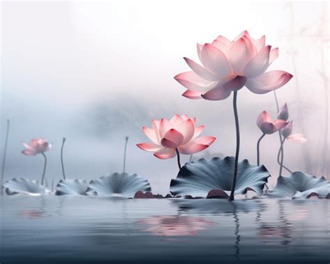 Premium Photo Pink Lotus Flower Floating On Water On The Blue Background