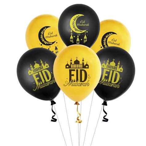 10pcs Ramadan Eid Mubarak Balloon Gold Latex Balloons Eid Ramadan Party