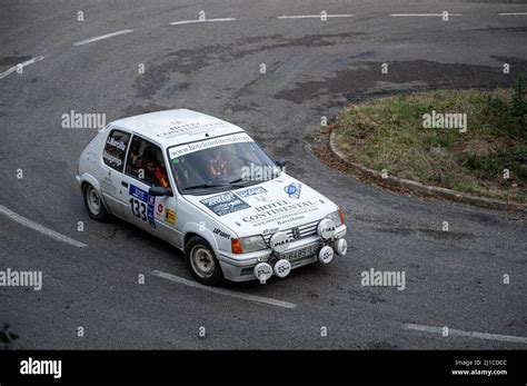 A Closeup Of A Peugeot Rallye In Lloret De Mar Asphalt Rally