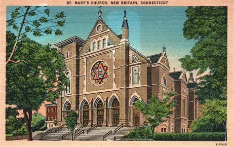 Vintage Postcard 1930s St Marys Church New Britain Connecticut