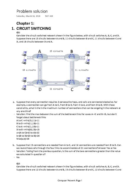 Computer Network Mid Chapter Circuit Switching Q Consider The