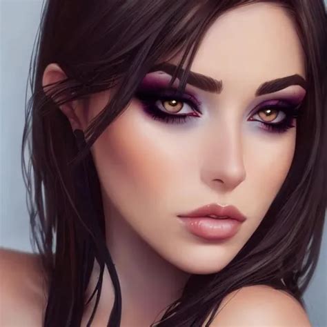 Beautiful Brunette Woman With Smokey Eye Makeup Port