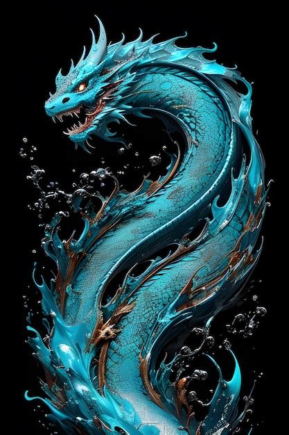 Premium AI Image | Painting art of Blue Chinese Dragon