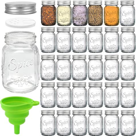 Coloch 30 Pack 4 Oz Glass Mason Spice Jar With Shaker Lids Empty Spice Bottle With Airtight