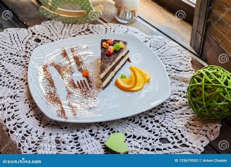 Dessert On A White Plate Stock Photo Image Of Background