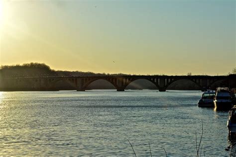 The Calm And Beauty Of The Potomac River In Early Evening Key Bridge