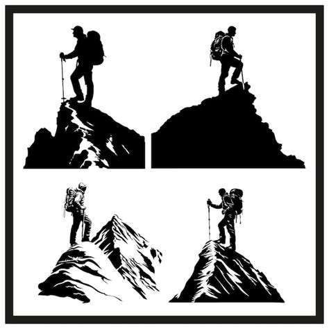 premium vector hiker conquering peak silhouette black vector
