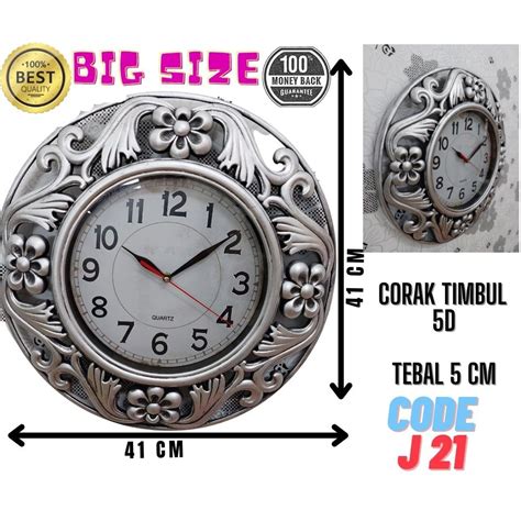 Jam Hiasan Dinding Retro Islamic Modern Besar Tebal Timbul D Jam