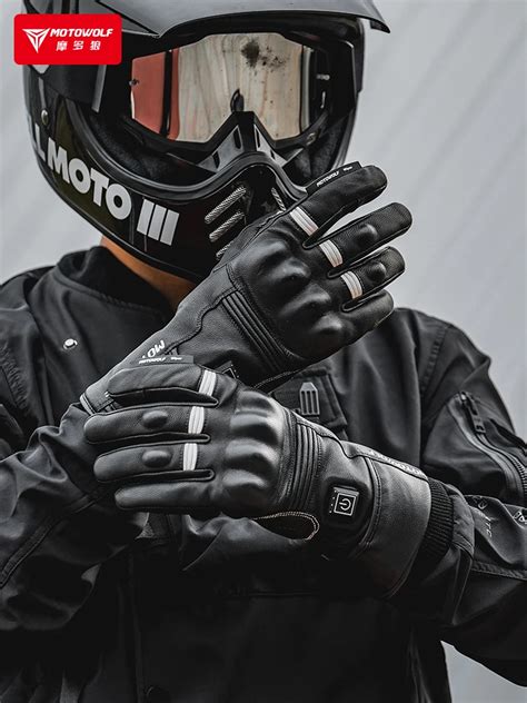 Motowolf Guantes Calefactados De Cuero Para Motocicleta Manoplas C