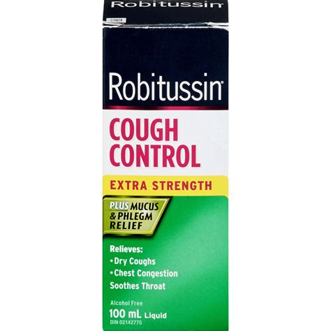 Robitussin Extra Strength Cough Control Liquid 100 Ml Relieves Dry Cough And Chest Congestion