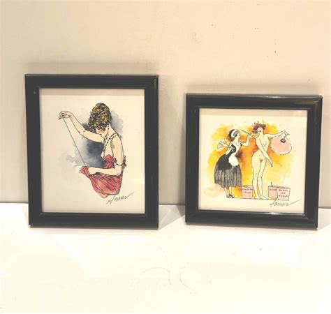 Vtg French Art Deco Prints La Vie Parisienne Watercolors By Sasser Nude