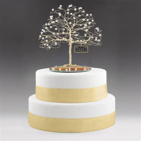 Personalized 50th Anniversary Cake Topper Tree T Idea Clear Swarovski Crystal Elements On