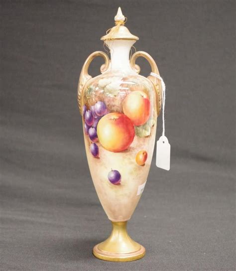 Signed Royal Worcester Fruit Vase With Pierced Lid Royal Worcester Ceramics