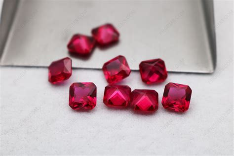 Loose Corundum Ruby Red Color Square Shape Radiant Cut X Mm