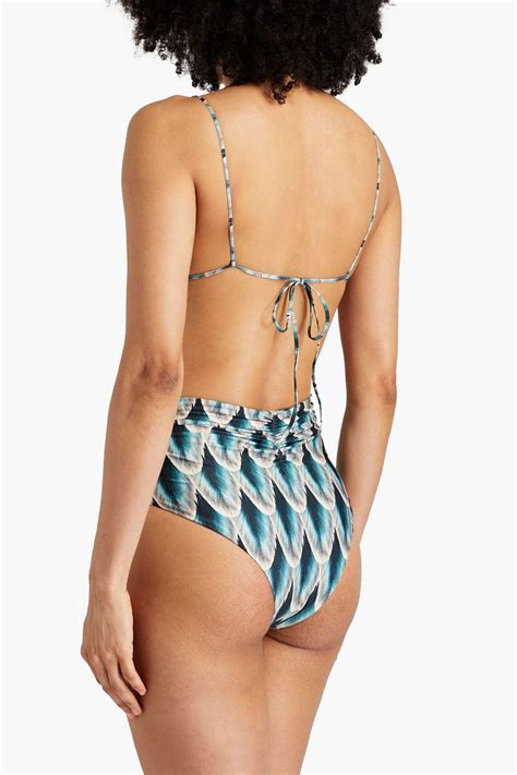 AGUA BY AGUA BENDITA Teresa Pluma Printed Triangle Bikini Top THE OUTNET